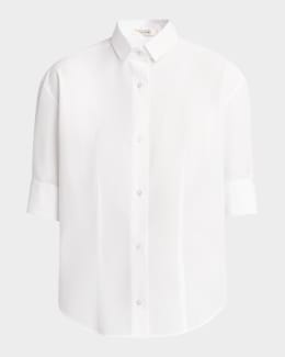Jil Sander Pintuck Short-Sleeve Shirt | Neiman Marcus