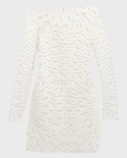 Bronx Banco Mademoiselle Beaded Feather-Trim Mini Dress | Neiman Marcus