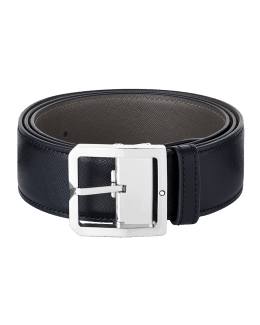 Buy the Mens Black Leather Adjustable Square Pin Buckle Dress Belt