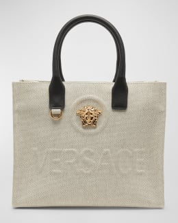 Versace La Medusa Small Canvas Tote Bag Neiman Marcus