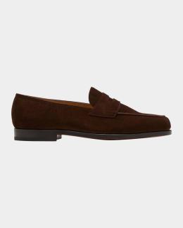 John Lobb Men's Thorne Soft Textured Leather Penny Loafers