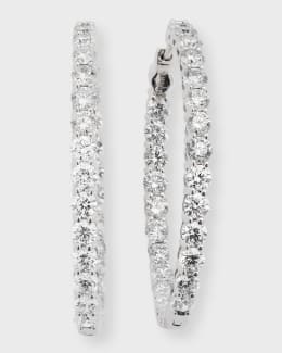 Neiman Marcus Diamonds 18k White Gold 28 Round Diamond 2" Hoop Earrings