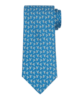 Hermes Surfing Print Silk Tie