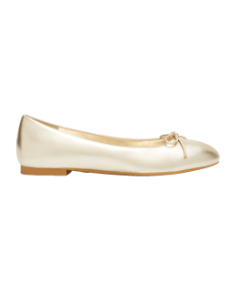 Bernardo Gwynn Metallic Bow Ballerina Flats | Neiman Marcus