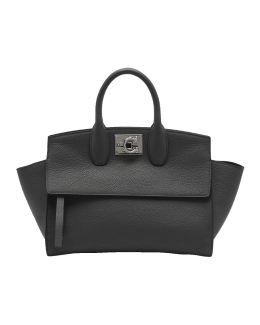 Valentino Garavani VRing Top Handle Satchel Leather Small Black 20864850