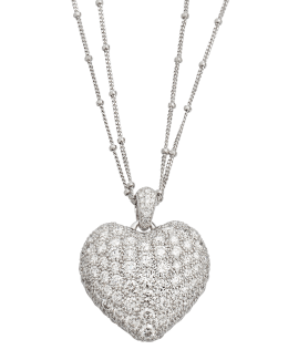 Pave Diamond Oversized Clasp Pendant Necklace White Gold