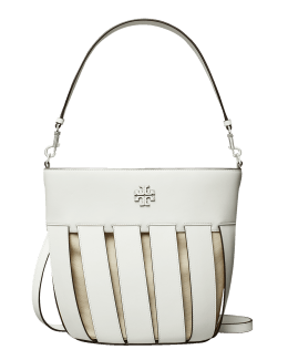Brown drawstring bucket bag. Crocodile, Glazed, Gold. ALESSIA – MARIA OLIVER