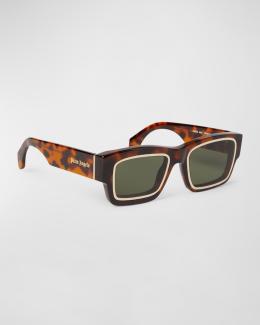 AVAWAY Rectangle Acetate Sunglasses For Men - Polarized, UV Protection, Red Tortoise Frame - View #6
