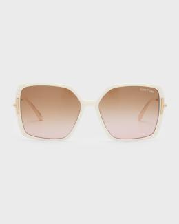 Tom Ford - Gia Semi Rimless Butterfly Sunglasses - Shiny Beige 57G - FT0… TOM FORD Gia Semi-Rimless Butterfly Sunglasses - Bergdorf  main image 4