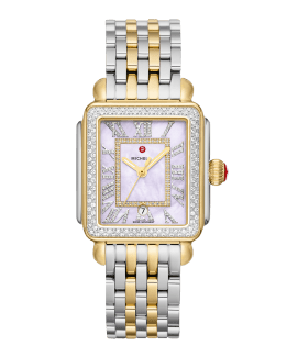 MICHELE Deco Madison Diamond Watch Silver Gold Neiman Marcus