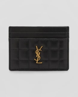 Saint Laurent YSL Monogram Card Case in Grained Leather Neiman Marcus