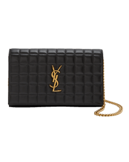 Saint Laurent Cassandra Zip Quilted Leather Card Holder - Bergdorf