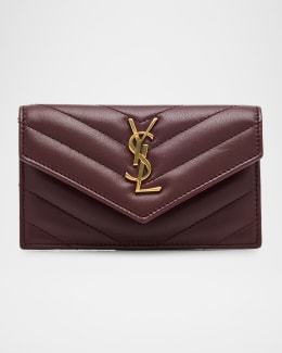 Saint Laurent YSL Monogram Card Case in Grained Leather