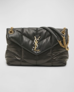 $3800 SAINT LAURENT LouLou Lila shearling & leather puffer shoulder bag  RARE