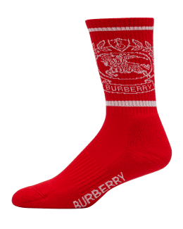 NWT Burberry Men's TB Monogram Socks With Stripe Black Size L