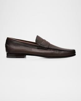 John Lobb Men's Thorne Soft Textured Leather Penny Loafers
