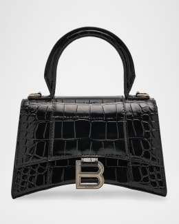 Balenciaga Hourglass Small Croc-Embossed Bag | Neiman Marcus