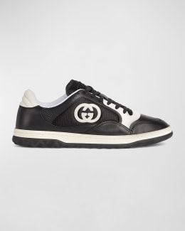 Gucci Men's Ace Leather Web Low-Top Sneakers | Neiman Marcus
