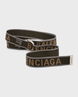 Balenciaga Men's Jacquard Logo D-Ring Belt | Neiman Marcus