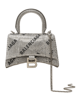 BALENCIAGA Calfskin Crocodile Embossed Small Hourglass Top Handle Bag Mink  Grey 1299505