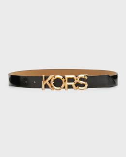 MICHAEL KORS Belt Swag Chain Logo Genuine Leather Black Gold Sz Large AUTHENTIC Michael Kors Women main image 2