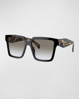 Prada Oversized Logo Acetate & Plastic Oval Sunglasses | Neiman Marcus