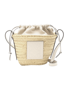 Loewe Neutral Anagram Pochette Raffia Cross Body Bag in White