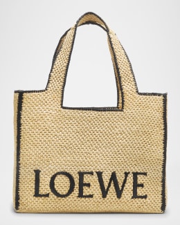 x Paula's Ibiza Font Logo Large Tote Bag in Raffia | Neiman Marcus
