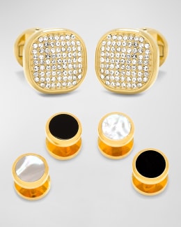 Boy's Cuff Links and Stud Set 11538 Black/Silver main image 1