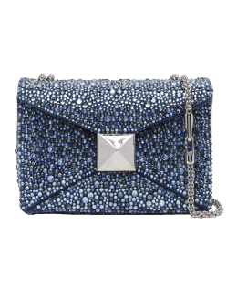 Locò VLOGO small embellished suede and metallic leather shoulder bag