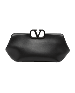 VALENTINO GARAVANI: Rockstud clutch in leather - Black  Valentino Garavani  clutch 3W2P0P87BOL online at