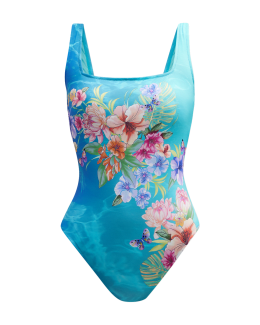 Johnny Was Plus Size Printed Square-Neck One-Piece Swimsuit | Neiman Marcus