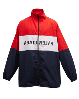 Balmain Men's Monogrammed Jersey Track Jacket