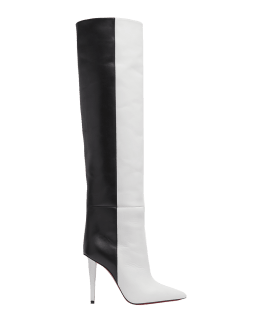 Christian Louboutin Lock Botta Leather Knee Boots - Women - Black Boots - IT35
