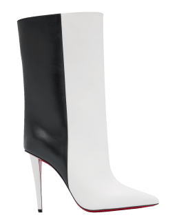 Christian Louboutin Astrilarge Botta Pika Red Sole Studded Suede Knee-High Boots, Black, Women's, 40eu, Boots Knee-High Boots & Riding Boots