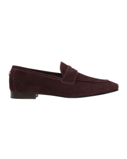 Bougeotte Flaneur Embroidered Suede Penny Loafers | Neiman Marcus