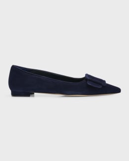 Manolo Blahnik Veralli Leather Bow Ballerina Flats | Neiman Marcus
