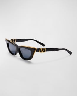 Valentino Garavani V Goldcut II Acetate & Titanium Cat-Eye