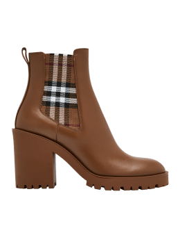 Vintage check detail cheap leather chelsea boots