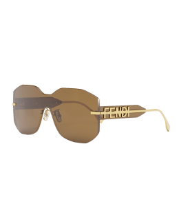 Fendi Fendigraphy Rimless Geometric Nylon Metal Shield
