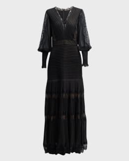 ★セール♪★SHO BY TADASHI SHOJIフローラルアップリケガウン★ Tadashi Shoji Cap-Sleeve A-Line Floral Lace Gown | Neiman Marcus