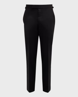 Saint Laurent Men's Grain de Poudre Tuxedo Pants | Neiman Marcus