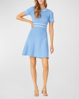 Louis Vuitton Blue Tweed Skater Dress, Blue, 40