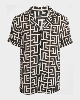 Valentino Garavani Men's Bowling Shirt with Toute La V Print