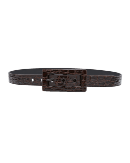 Shop Burberry Alligator-Embossed Leather Belt