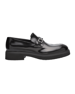 Ferragamo Men's Bleecker Leather Lug-Sole Loafers with Reversible