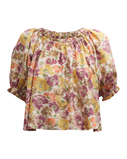 Alice + Olivia Jeannie Bow-Collar Button-Front Blouse | Neiman Marcus
