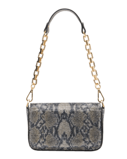 Whiting & Davis Ava Serpent Brass Chain Crossbody Bag, Black, Women's, Handbags & Purses Crossbody Bags & Camera Bags
