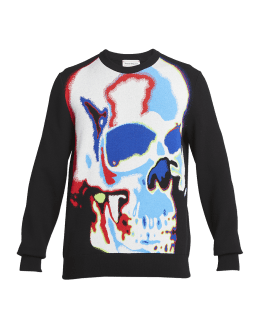 Casablanca Men's Les Pouvoir des Fleurs Intarsia Sweater, Mint, Men's, L, Sweaters Pullover Sweaters