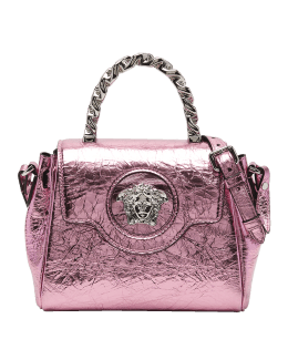 Versace La Medusa Mini Glitter Top-handle Bag In Azur Lavander Pal